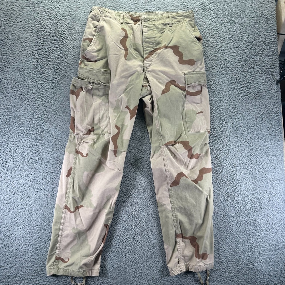 US Army Pant Mens M Beige Camouflage Cargo Workwear Button Fly Uniform Military